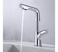 NBYGSC Sink Sprayer, Faucet Hot and Cold Water, taps Basin Brass, Single Lever Pull out Mixer Tap for Bathroom Sink,Chrome