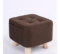 NBYGSC Small Square Linen Footstool Ottoman for Living Room and Bedroom Brown 28x28x25cm