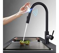 NBYGSC Smart Touch Control Black Sensor Faucet with Pull out Mixer Tap for Kitchen Sink Stainless Steel Induct Technology Easy Installat
