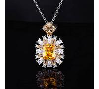 NBYGSC Square Yellow&Pink Gemstones Necklace with Chain For Women Anniversary Jewelry