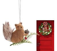 NBYGSC Squirrel Christmas Ornament | Stuffed Squirrel Winter Decoration | Realistic Pine Cone Branches Animal Ornament for Window Outdoor Bookshelf Ceiling Fireplace Home Wall Christmas Tree