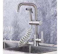 NBYGSC Stainless Steel Pull-out Sprayed Kitchen Faucet with Rotating Handle for Bathroom and Kitchen Use (Color : C)