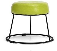 NBYGSC Stylish Green Wrought Iron Leather Foot Stool - Versatile Dressing Table Sofa & Dining Stool for Living Room Bedroom & Makeup - 28.5x36cm Seat Home Décor