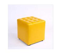 NBYGSC Stylish Yellow Leather Stool - Square Foot Rest & Padded Small Bench for Living Room & Bedroom - Versatile Footstool & Shoe Storage Solution