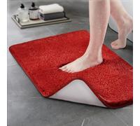 NBYGSC Super Soft Shaggy Bathroom Rugs Absorbent Thick Non Slip Microfiber Bath Rugs Quick Dry Machine Washable Bath Mat for Bathroom Floor Bathtub and Shower 20"x32" Red