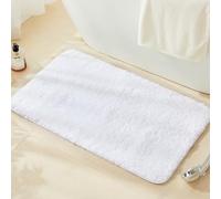 NBYGSC Super Soft Shaggy Bathroom Rugs Absorbent Thick Non Slip Microfiber Bath Rugs Quick Dry Machine Washable Bath Mat for Bathroom Floor Bathtub and Shower 24"x36" White