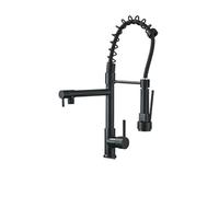 NBYGSC Swivel Faucet Chrome Plated with Double Sprayer Pull-out Nozzle - Black Spring Mixer for Sink Versatile Kitchen Upgrade