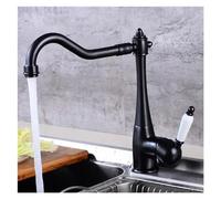 NBYGSC Swivel Faucet Single Brass Sink Mixer with Hot Cold Water Ceramic Rose Gold Handle Black for Home & Kitchen Use