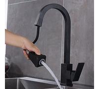 NBYGSC Tap for Bar Farmhouse Commercial, Black 360 Rotate, Pull out Kitchen Faucet, Button Two Exit Modes Spout Water Mixer Sink Taps The New Shower Head