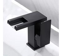 NBYGSC Tap led, 3-Color Changing Lavatory Vanity Faucet, taps for Bathroom Brass, Hot and Cold Water Single Handle 1 Hole Waterfall Basin Mixer, Black