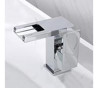 NBYGSC Tap led, 3-Color Changing Lavatory Vanity Faucet, taps for Bathroom Brass, Hot and Cold Water Single Handle 1 Hole Waterfall Basin Mixer, Chrome