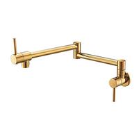 NBYGSC Taps for Pot Filler Wall Mounted Brass Double Handle Cold Water Tap Teleskitchen Faucet Kitchen Sinks Tap-Golden