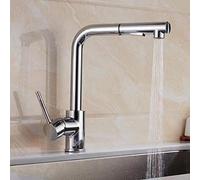 NBYGSC Telescopic Kitchen Faucet, Pull-out, 2, Rotating Hot and Cold Mixed Single Handle, All Copper, Kitchen Sink, Faucet-Chrome