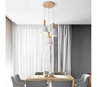 NBYGSC Three -Headed Restaurant Pendant Light Wooden Art Chandelier Color Lamp Shade Adjustable Hanging Base Decorateive Lights for Kitchen Island Bedroom Study Dining Room