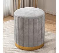 NBYGSC Velvet Round Ottoman Footrest Stool for Living Room Bedroom Small Grey Upholstered Foot Stool