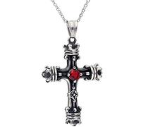 NBYGSC Vintage Crown Cross Pendants Necklaces Never Fade Cross Punk Jewerly For Men Gift