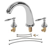 NBYGSC Vintage Double Handle Basin Faucet Holes Full Copper Mixer Tap for Bathroom Hot Cold Water Taps Stylish Silver Finish & Elegant