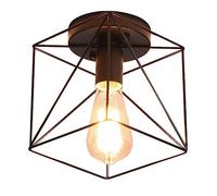 NBYGSC Vintage Industrial Style Ceiling Light, Hollow Black Metal Lampshade, Farmhouse Ceiling Lamp Fixtures For Hallway Loft Kitchen Bar, Semi-Flush Mounted Lighting E26 Screw Chandelier Lantern