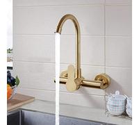 NBYGSC Wall Mount Brushed Gold,Stainless Steel for Kitchen,Single Handle Kitchen Faucets,Hot and Cold Water Mixer Tap Sink Faucet
