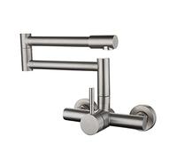 NBYGSC Wall Mount Brushed,Wall Mounted Folding Faucet,Kitchen Faucets with Swivel Spout,Single Level Stainless Steel Kitchen Sink Faucets,Hot and Cold Water Faucet