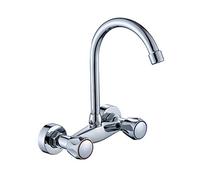 NBYGSC Wall Mount Faucet Wall-Mounted Multi-Function, Copper, Chrome, Kitchen, Sink, Double Handle, in-Wall mounting, hot and Cold Mixing Valve, Balcony Laundry Pool, Faucet-Bend Section(Bend Section)