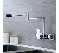 NBYGSC Wall Mount faucets, Folding, Copper for Kitchen Laundry Sink, rotatable Hot and Cold, Faucet-Chrome Handles up