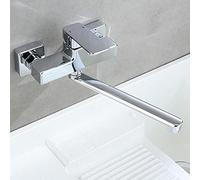NBYGSC Wall Mount Tap Brass Rotatable Hot and Cold Water Long Mouth Faucets for Kitchen Sinks-Chrome -25Cm