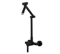 NBYGSC Wall Mounted 360° Rotation Sink Taps Mixer with Pull out Spray Folding Kitchen Faucet Chrome Single Mode Shower Head