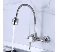 NBYGSC Wall Mounted for Sink,Brushed,Single Level Stainless Steel Kitchen Faucets,2 Types of Outlet Modes,Hot and Cold Water Mixer Tap Sink Faucet
