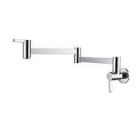 NBYGSC Wall Mounted Kitchen Folding Faucet, Double Handle Brass,Chrome