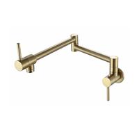 NBYGSC Wall Mounted Tap, Folding Kitchen Faucet, Double Handle Brass,Brushed Gold