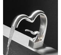 NBYGSC washbasin faucets Hot and Cold Toilets Waterfall Basin Sinks faucets All Copper, Brushed Silver