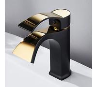 NBYGSC Waterfall Bathroom Faucet, Chrome Brass Sink Mixer Tap, Single Handle Hot & Cold Water Spout, Stylish Gold Finish, for Luxury Bathrooms
