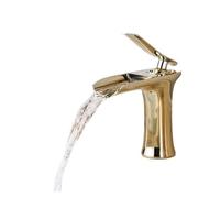 NBYGSC Waterfall Bathroom Sink Deck Mounted Brass Chrome Mixer Hot Cold Single Handle Vanity Faucet, Basin Tap for Stylish Kitchens Bathrooms (Color: 05 Long, Size: A)