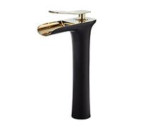 NBYGSC Waterfall for Handle Single Hole Faucet, Hot and Cold Water Bathroom Sink taps Tall, Black Gold