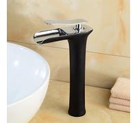 NBYGSC Waterfall for Handle Single Hole Faucet, Hot and Cold Water Bathroom Sink taps Tall, Black Silver