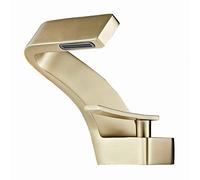 NBYGSC Waterfall for taps Hot and Cold Water, Lever Single Hole Bathroom Basin Sink Mixer Tap, Brushed Gold
