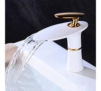 NBYGSC Waterfall, Hot and Cold Water taps, Brass, Lever Single Hole Bathroom Basin Sink Mixer Tap, Black