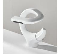 NBYGSC Waterfall S-Shaped Bathroom Mixer Hot Cold Basin Tap Copper Bathtub Faucet with Ceramic Valve Water-Saving for Hotels & Homes (White)