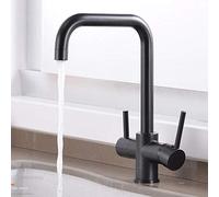 NBYGSC Way Filter Taps in Sink Mixer Tap Brass Drinking Hot and Cold 360° Rotation Purified Water Filtered Kitchen Faucet Black-Black B(Black a)
