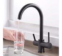 NBYGSC Way Filter Taps in Sink Mixer Tap Brass Drinking Hot and Cold 360° Rotation Purified Water Filtered Kitchen Faucet Black-Black B(Black B)