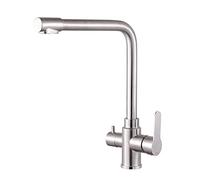NBYGSC Way Rotation Hot and Cold Water Straight Drink in 1 Faucet Stainless Steel Brushed Kitchen Sink faucets-A