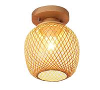 NBYGSC Weaving Ceiling Lamp,Japanese 1-Head Semi Flush Mount Ceiling Light, E26 Base Wicker Chandelier Lamp Shade, Close To Ceiling Lighting Fixtures,For Living Room,Bedroom,Kitchen