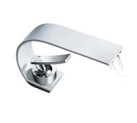 NBYGSC White Curved Basin Hot Cold Water Mixer Tap, Stainless Steel Waterfall Sink Faucet for Bathroom Vanity (Color: Nero, Size: 1)