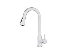 NBYGSC White Faucet Pull out Sprayer Spray Modes Single Handle Hot & Cold Water Mixer Deck Mount Sink Tap for Easy Kitchen Use