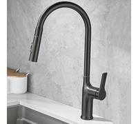 NBYGSC with Down Sprayer,2 Spouts Pull out Sink Degree Swivel Spout Water Faucet in Brass,Single Handle One Hole Kitchen Faucet,Black