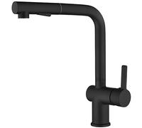NBYGSC with Pull Down Sprayer Sink Faucet High ARC Rotating Single Handle Hot and Cold Water Kitchen Mixer Tap, 2 Functions,Black Shower Head