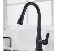 NBYGSC with Pull out Hose, Kitchen Tap Brass Swivel Hot and Cold Water Single Hole Multifunction Sink Faucet-Gold A(Black A)