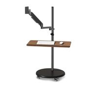NBYGSC Work Floor Standing Single Monitor Mount, Movable Stand with Keyboard Tray and Wheels, 14"-43" Adjustable Gas Spring Arm Holds up to 33.0lbs Play(17"-43")