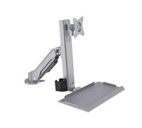 NBYGSC Work Silver Single Arm Monitor Stand with Engineered Keyboard Tray Adjustable for 15-32 Inch Screen Weight Capacity 25kg Play